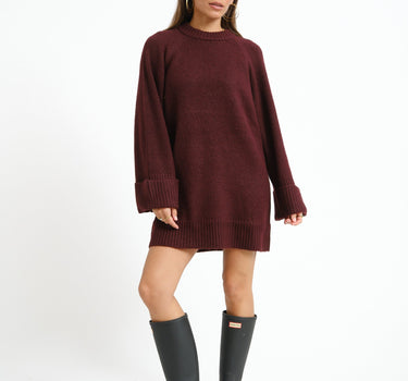 Aware Novah O-Neck Knit Mini Dress Winetasting - Things I Like Things I Love