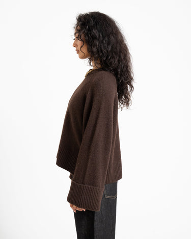 Aware Novah O-Neck Knit Pullover Chocolate Torte - Things I Like Things I Love