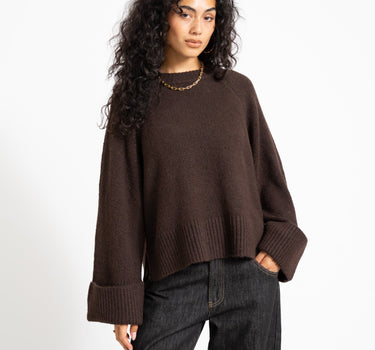 Aware Novah O-Neck Knit Pullover Chocolate Torte - Things I Like Things I Love