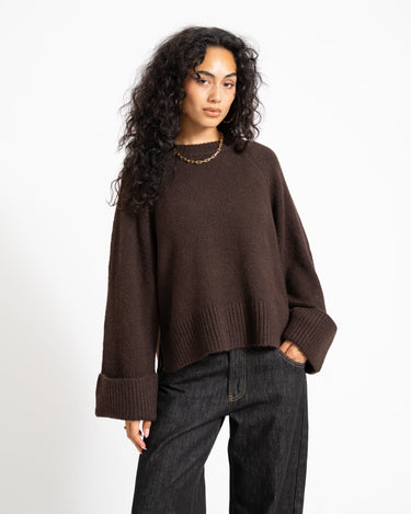Aware Novah O-Neck Knit Pullover Chocolate Torte - Things I Like Things I Love