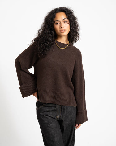 Aware Novah O-Neck Knit Pullover Chocolate Torte - Things I Like Things I Love