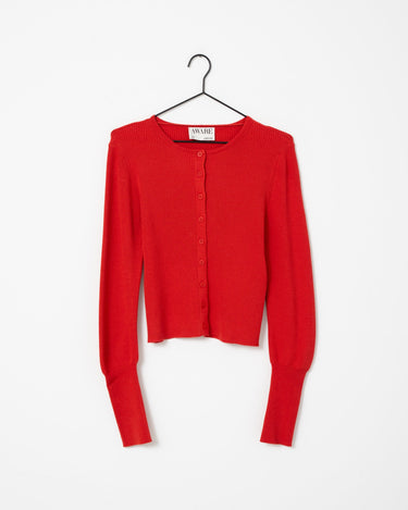 Aware Oaklynn O - Neck Knit Cardigan Molten Lava - Things I Like Things I Love
