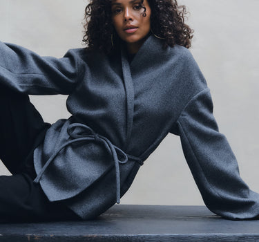 Aware Sijina V-Neck Short Jacket Dark Grey Melange - Things I Like Things I Love
