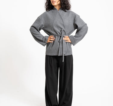 Aware Sijina V-Neck Short Jacket Dark Grey Melange - Things I Like Things I Love