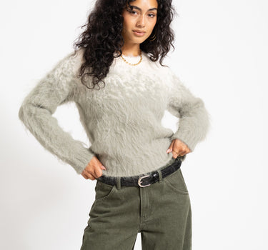 Aware Stroget O-Neck Knit Fog Groen/Birch - Things I Like Things I Love