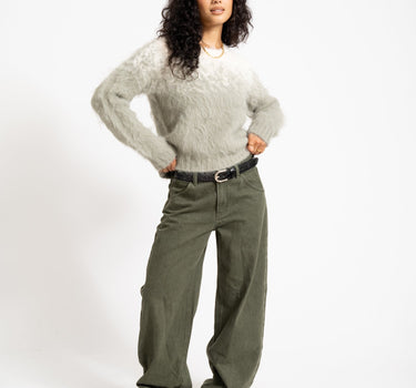Aware Stroget O-Neck Knit Fog Groen/Birch - Things I Like Things I Love