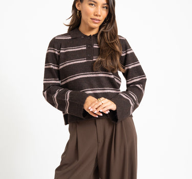 Aware Tacey Polo Knit Chocolate Torte - Things I Like Things I Love
