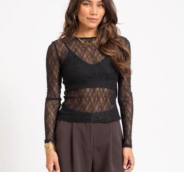 Aware Tessy O-Neck Lace Top Black - Things I Like Things I Love