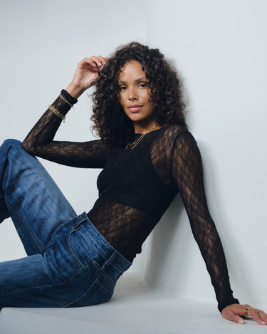 Aware Tessy O-Neck Lace Top Black - Things I Like Things I Love