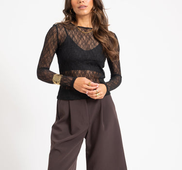 Aware Tessy O-Neck Lace Top Black - Things I Like Things I Love