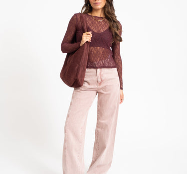 Aware Tessy O-Neck Lace Top Catawba Grape - Things I Like Things I Love