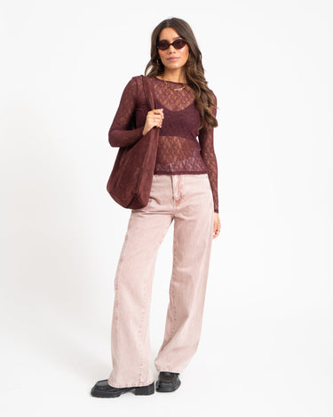 Aware Tessy O-Neck Lace Top Catawba Grape - Things I Like Things I Love