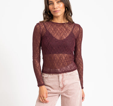 Aware Tessy O-Neck Lace Top Catawba Grape - Things I Like Things I Love