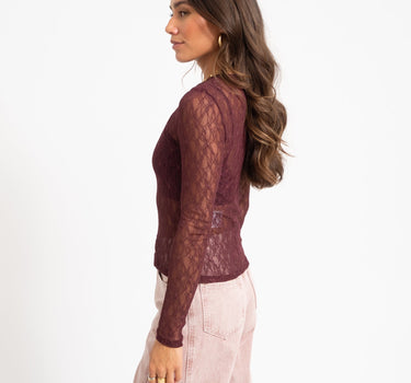 Aware Tessy O-Neck Lace Top Catawba Grape - Things I Like Things I Love