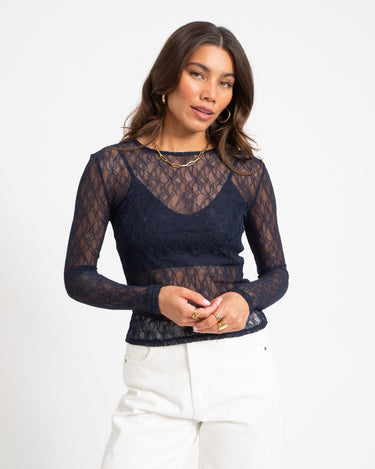 Aware Tessy O-Neck Lace Top Night Sky - Things I Like Things I Love