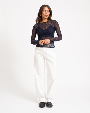 Aware Tessy O-Neck Lace Top Night Sky - Things I Like Things I Love