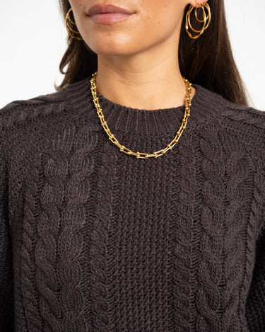 Aware Toa O-Neck Knit Pullover Chocolate Torte - Things I Like Things I Love
