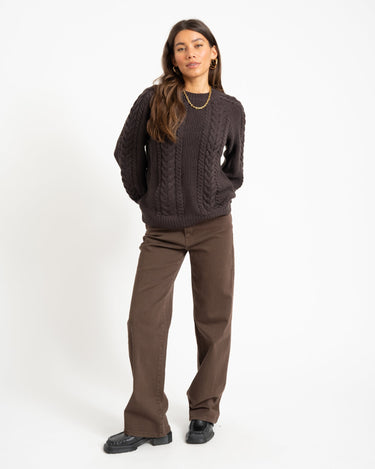 Aware Toa O-Neck Knit Pullover Chocolate Torte - Things I Like Things I Love