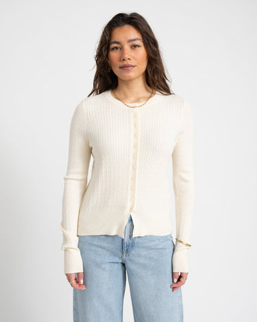 Aware Vina O - Neck Knit Cardigan Birch - Things I Like Things I Love
