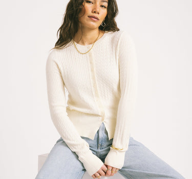 Aware Vina O - Neck Knit Cardigan Birch - Things I Like Things I Love