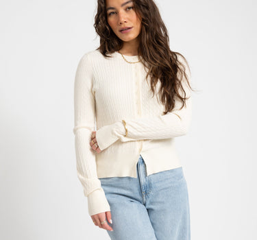 Aware Vina O - Neck Knit Cardigan Birch - Things I Like Things I Love