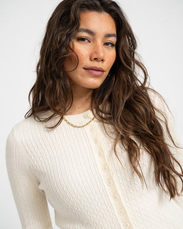 Aware Vina O - Neck Knit Cardigan Birch - Things I Like Things I Love