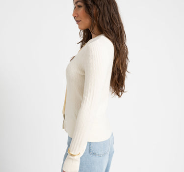 Aware Vina O - Neck Knit Cardigan Birch - Things I Like Things I Love