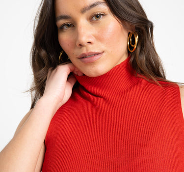 Aware Vitoria High Neck Knit Top Molten Lava - Things I Like Things I Love