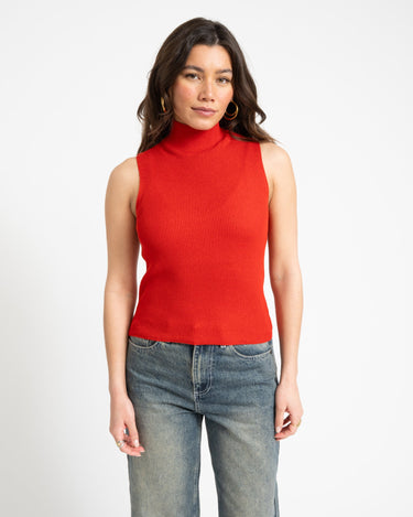 Aware Vitoria High Neck Knit Top Molten Lava - Things I Like Things I Love
