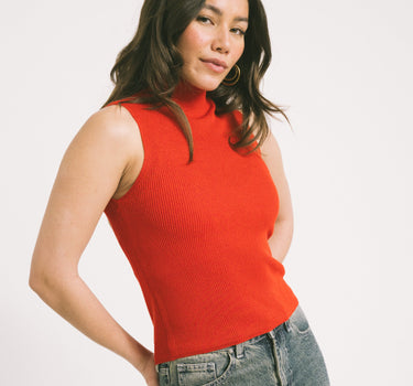 Aware Vitoria High Neck Knit Top Molten Lava - Things I Like Things I Love