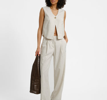 Aya Structured Wide Pant Feather Gray White Melange - Things I Like Things I Love