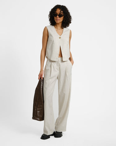 Aya Structured Wide Pant Feather Gray White Melange - Things I Like Things I Love