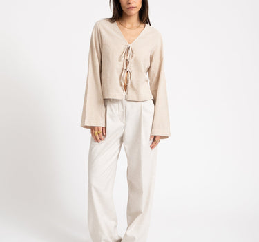 Aya Structured Wide Pant Feather Gray White Melange - Things I Like Things I Love