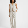 Aya Structured Wide Pant Feather Gray White Melange - Things I Like Things I Love