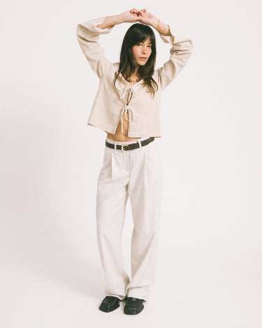 Aya Structured Wide Pant Feather Gray White Melange - Things I Like Things I Love