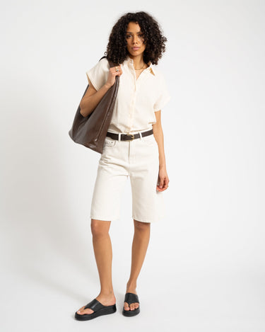 Baggy Denim Shorts Ecru - Things I Like Things I Love