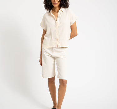 Baggy Denim Shorts Ecru - Things I Like Things I Love