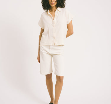 Baggy Denim Shorts Ecru - Things I Like Things I Love