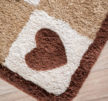 Bath Mat Checker Hearts Brown - Things I Like Things I Love