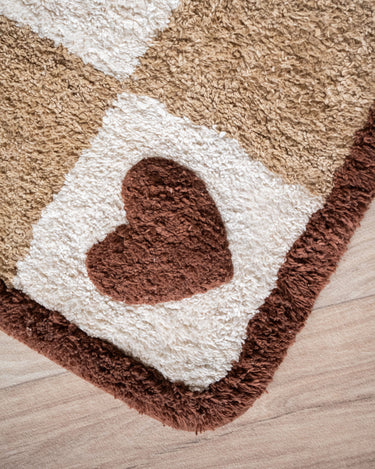 Bath Mat Checker Hearts Brown - Things I Like Things I Love