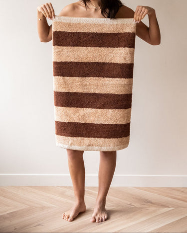 Bath Mat Stripe Brown Pink - Things I Like Things I Love