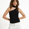 Bea One Shoulder Scarf Top Black - Things I Like Things I Love