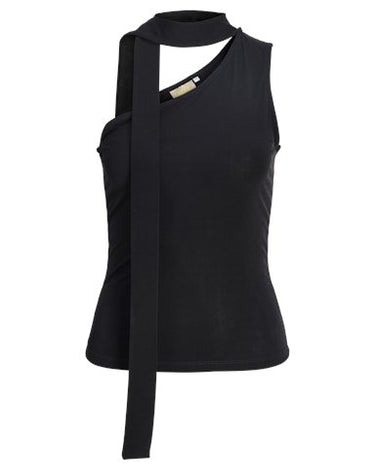 Bea One Shoulder Scarf Top Black - Things I Like Things I Love