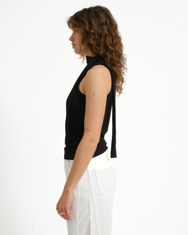 Bea One Shoulder Scarf Top Black - Things I Like Things I Love