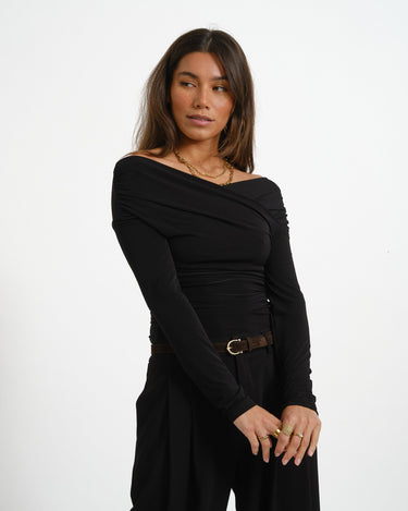 Bella Tulla Draped Top Black - Things I Like Things I Love