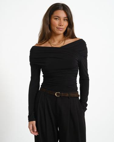 Bella Tulla Draped Top Black - Things I Like Things I Love