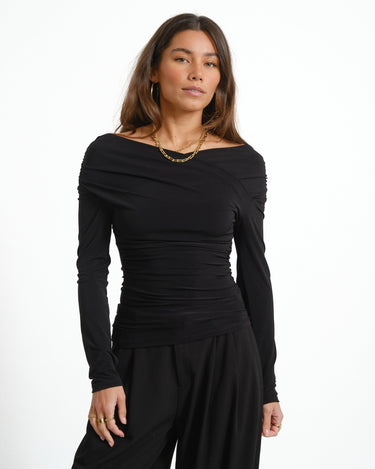 Bella Tulla Draped Top Black - Things I Like Things I Love