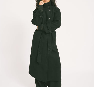 Belted Wool Blend Coat Black - Things I Like Things I Love