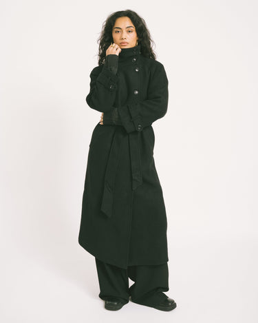 Belted Wool Blend Coat Black - Things I Like Things I Love