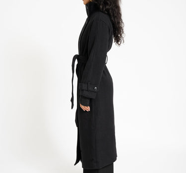 Belted Wool Blend Coat Black - Things I Like Things I Love